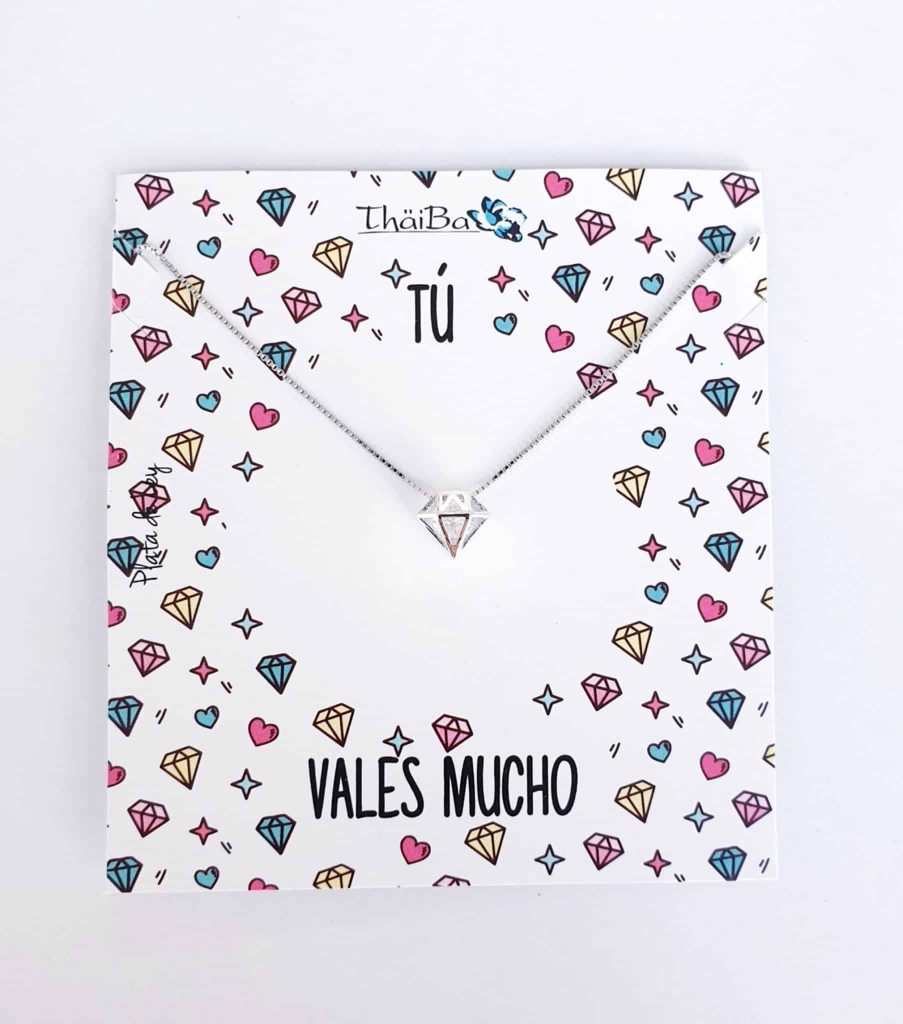 Collar diamante de plata de ley