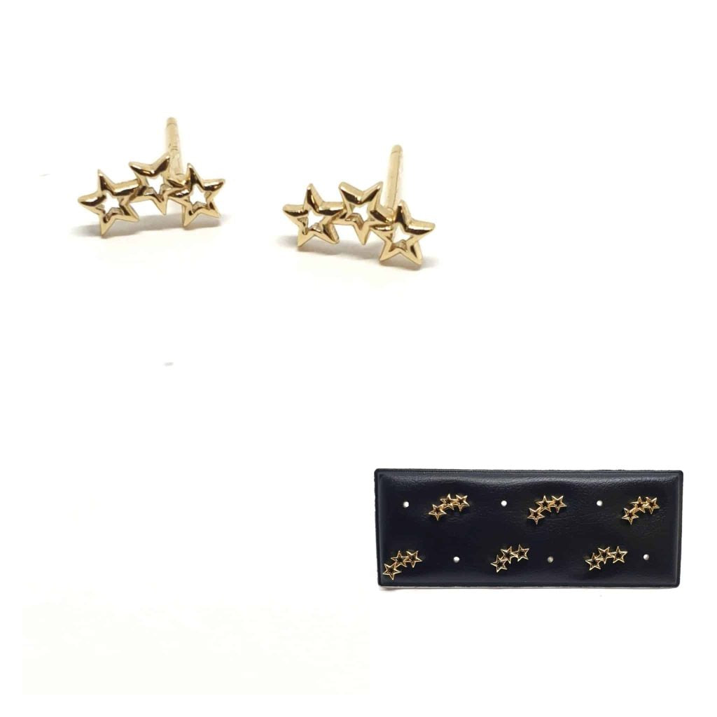 Pendientes tres estrellas oro de 14 quilates