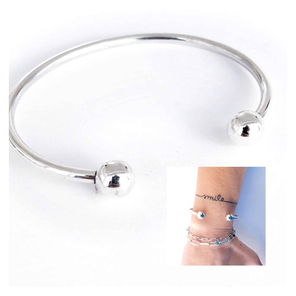 Pulsera dos bolas de plata de ley