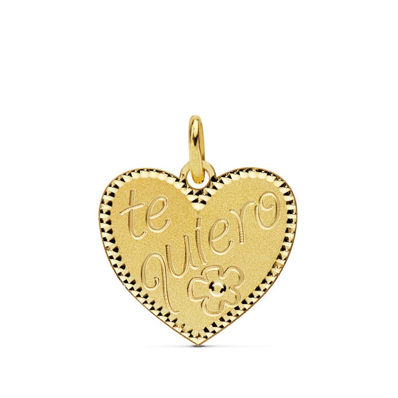 Colgante Corazon " Te Quiero " 16 x 15 mm C. Amor de oro amarillo 18K