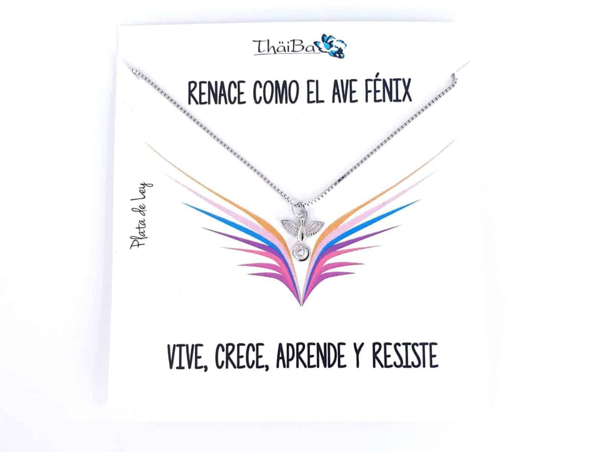 Collar ave fénix de plata de ley - vista adicional