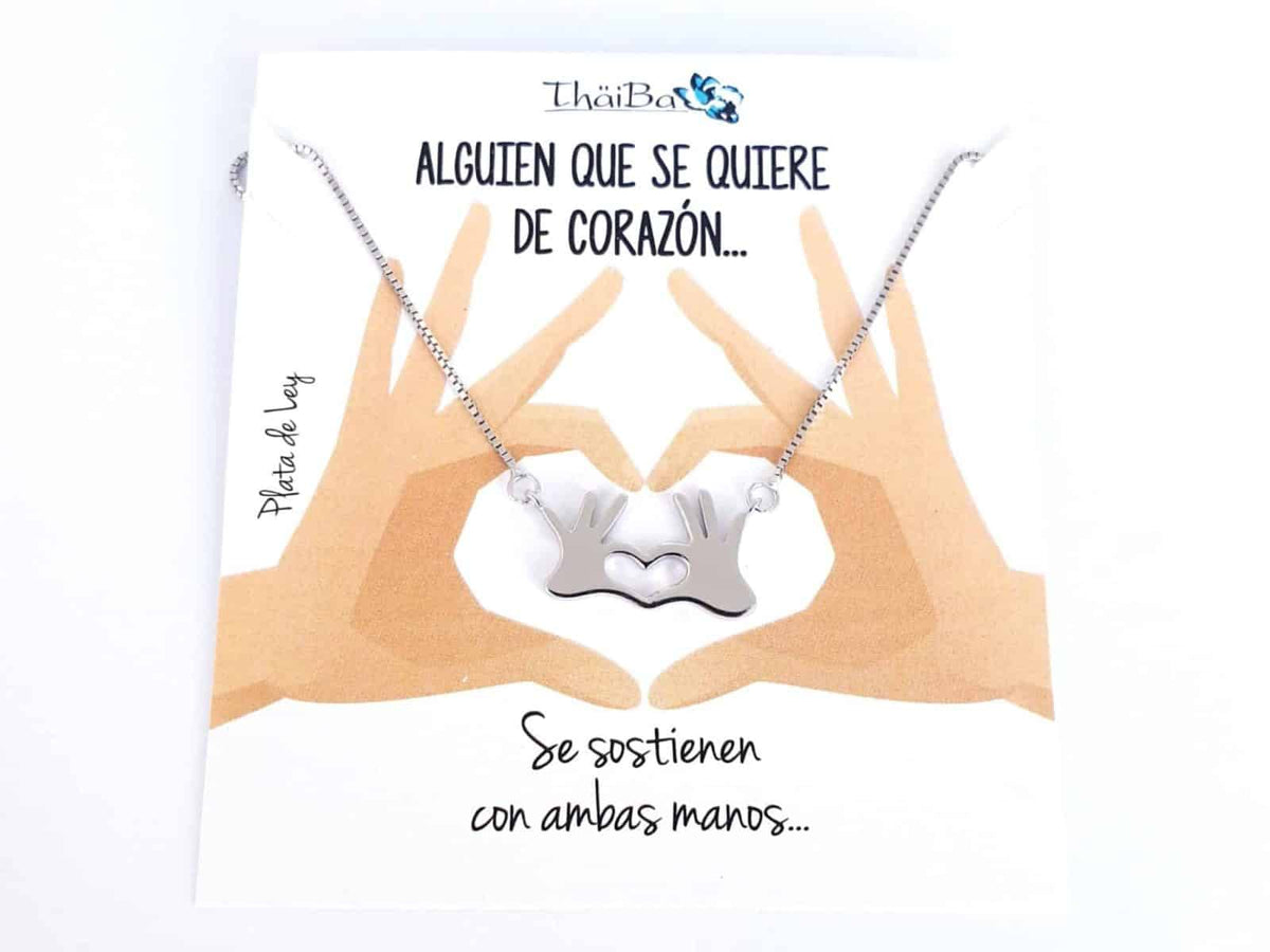 Collar manos corazón de plata de ley - vista adicional