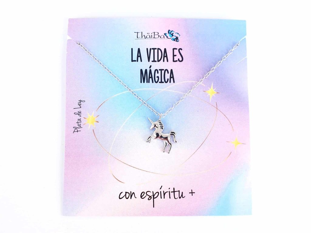 Collar unicornio mágico de plata de ley