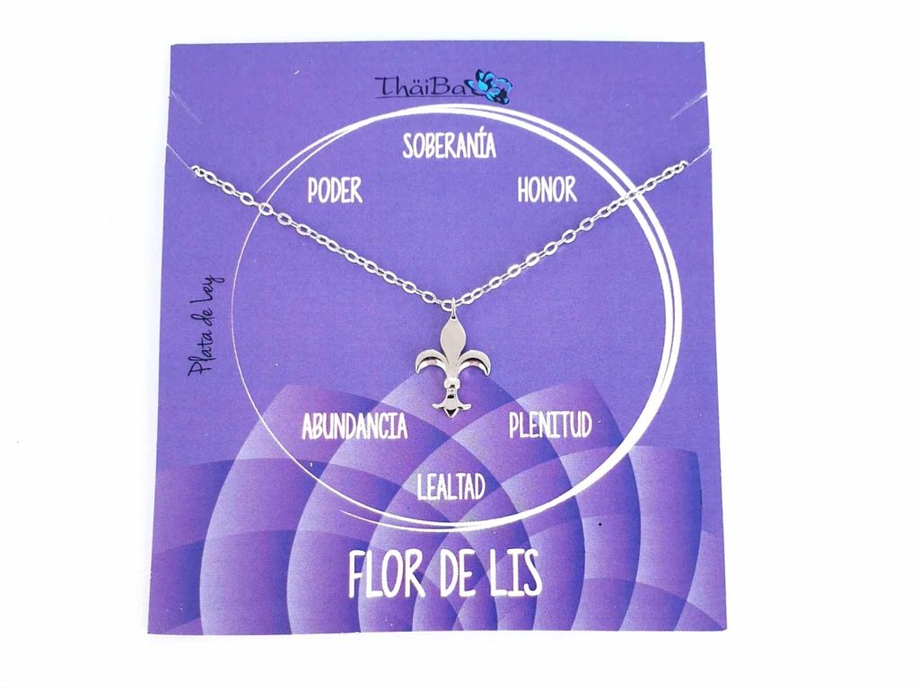 Collar flor de lis de plata de ley