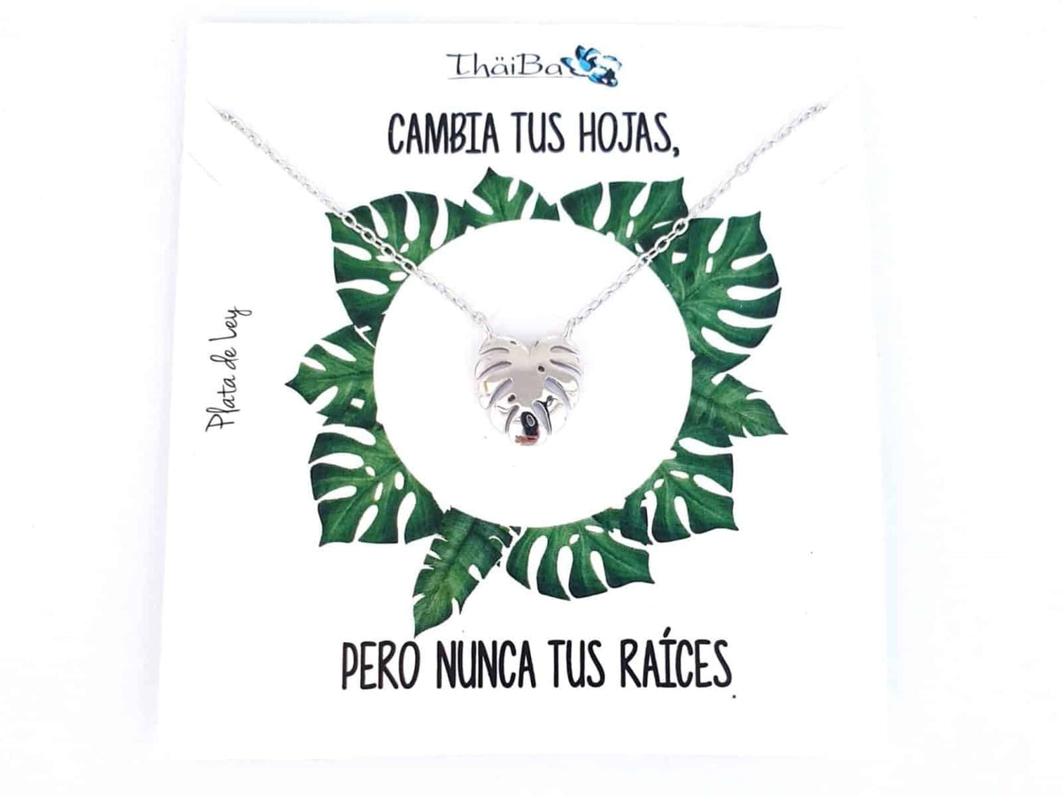 Collar hoja monstera de plata de ley - vista adicional