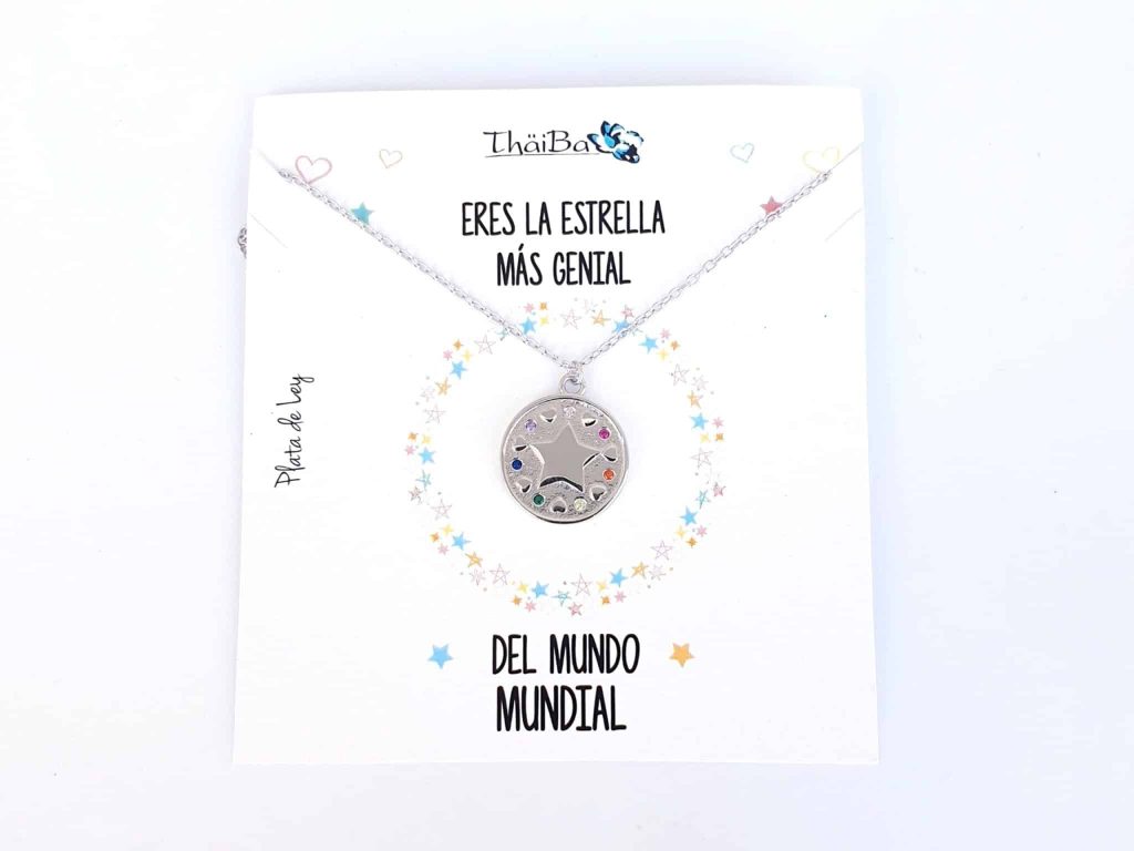 Collar estrella genial de plata de ley