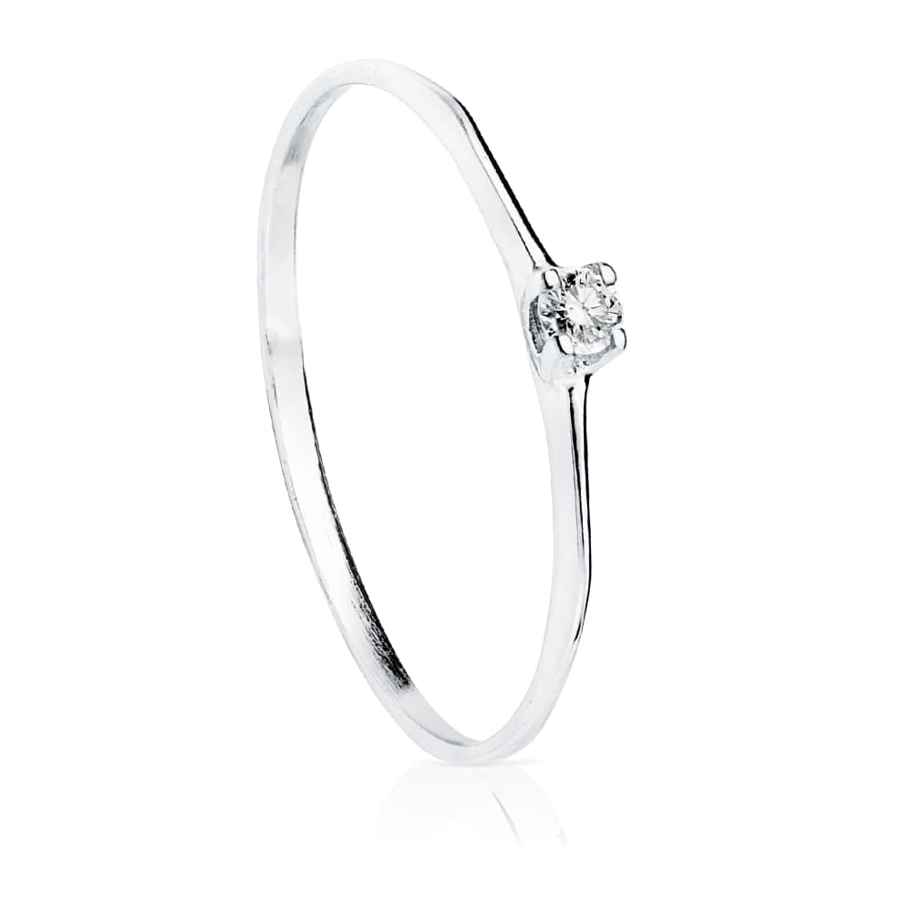 18K SOLITARIO ORO BLANCO DIAMANTE 0.055 QTS. SI-H ANCHO: 3MM