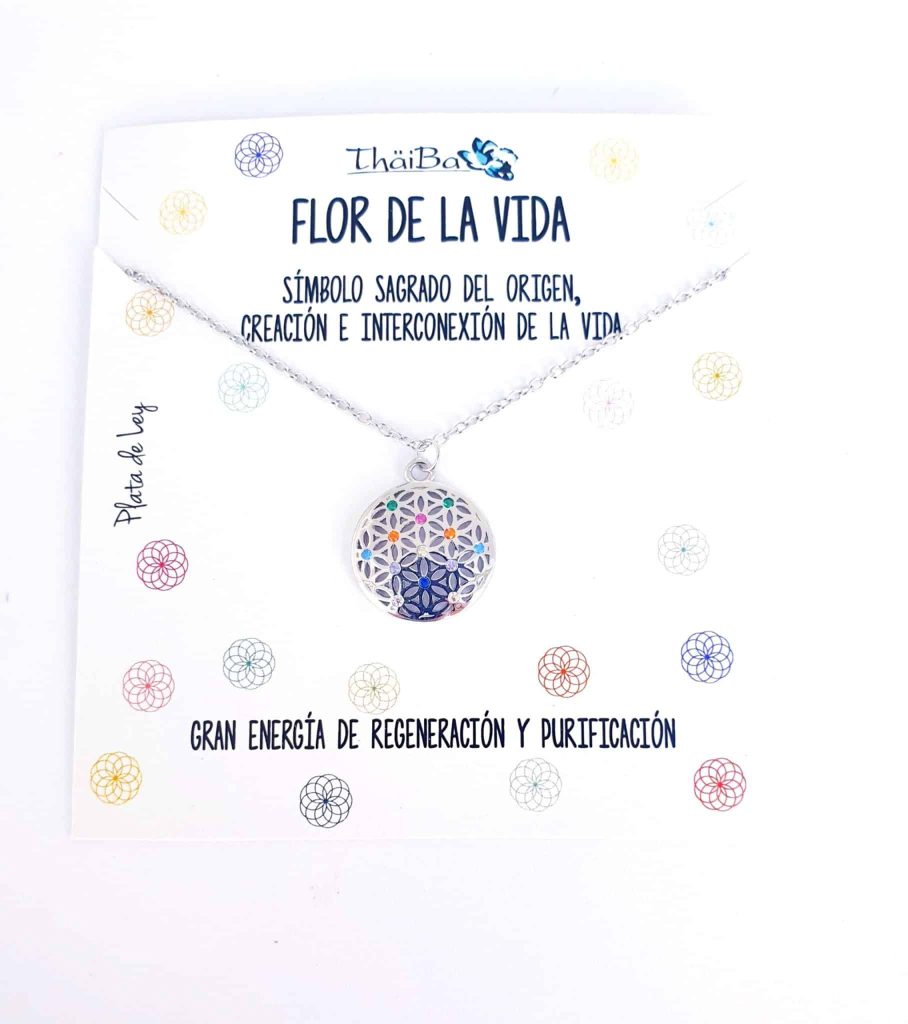 Collar flor de la vida de plata de ley