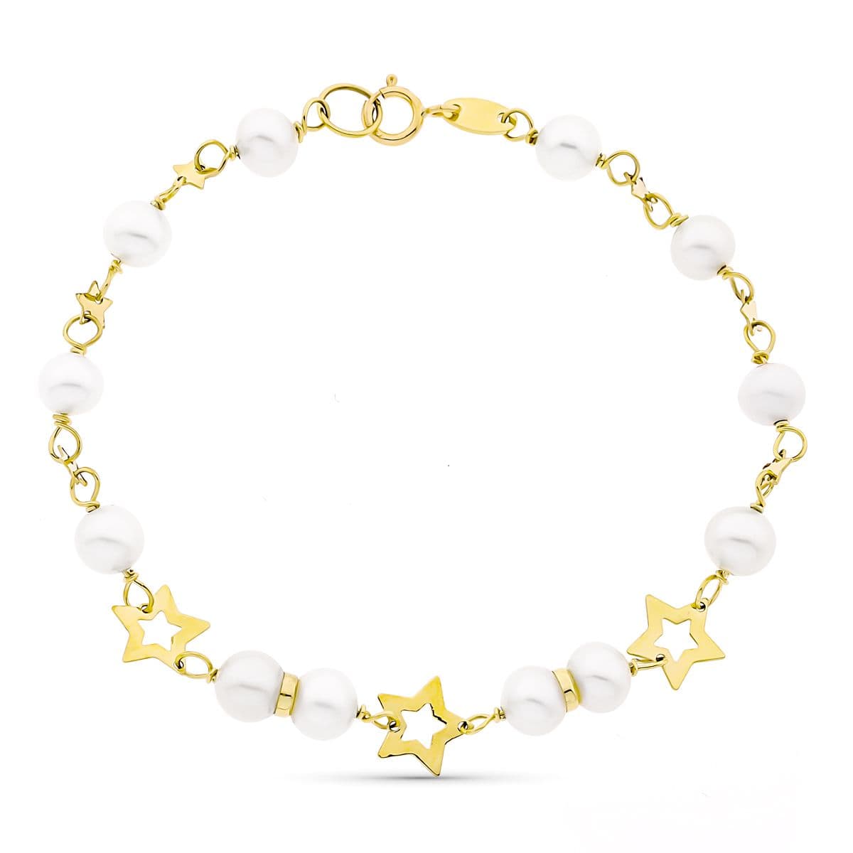 Pulsera 17 cm Comunion Perla Cultivada 5-5,5 mm de oro amarillo 18K