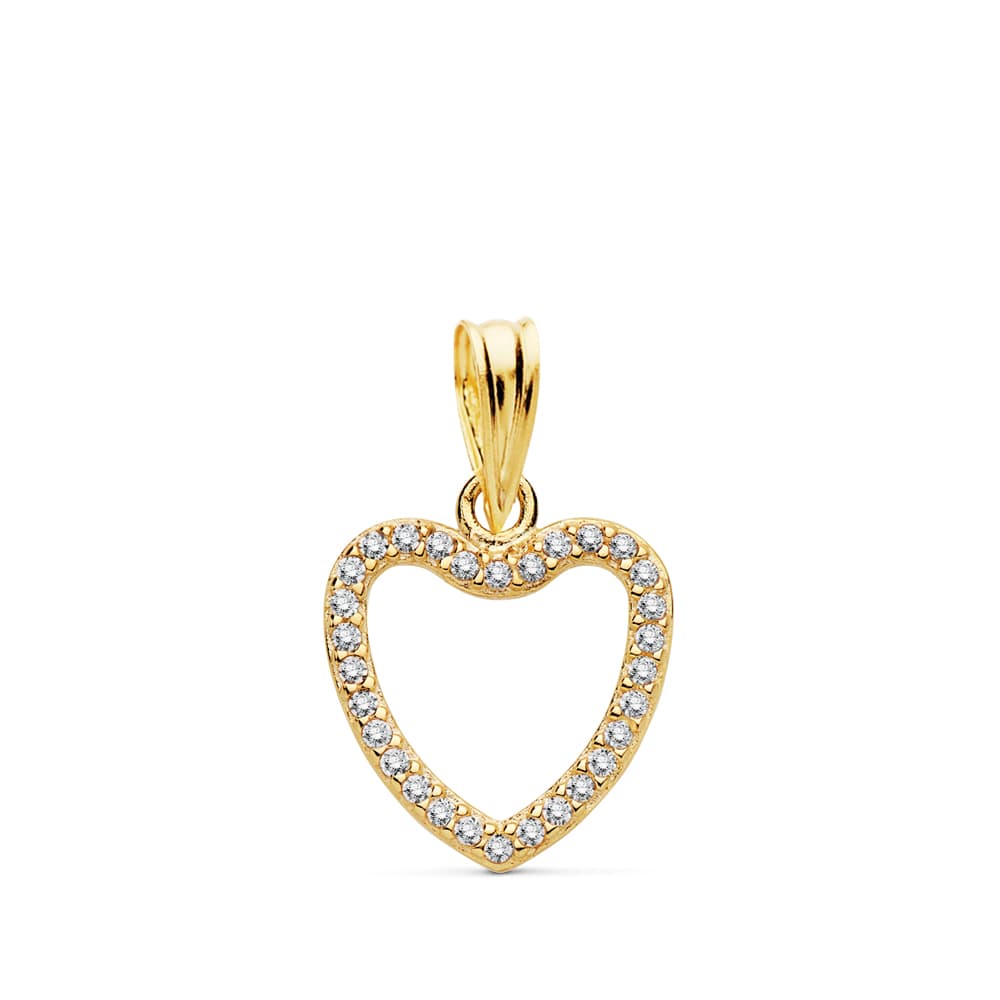 18K COLGANTE ORO AMARILLO CORAZON CIRCONITA 13X13 MM