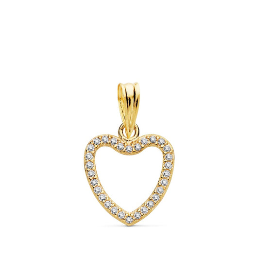 18K COLGANTE ORO AMARILLO CORAZON CIRCONITA 13X13 MM