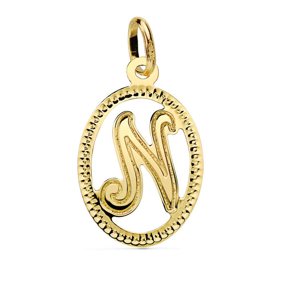 Colgante Inicial Letra N 21 x 14 mm de oro amarillo 18K