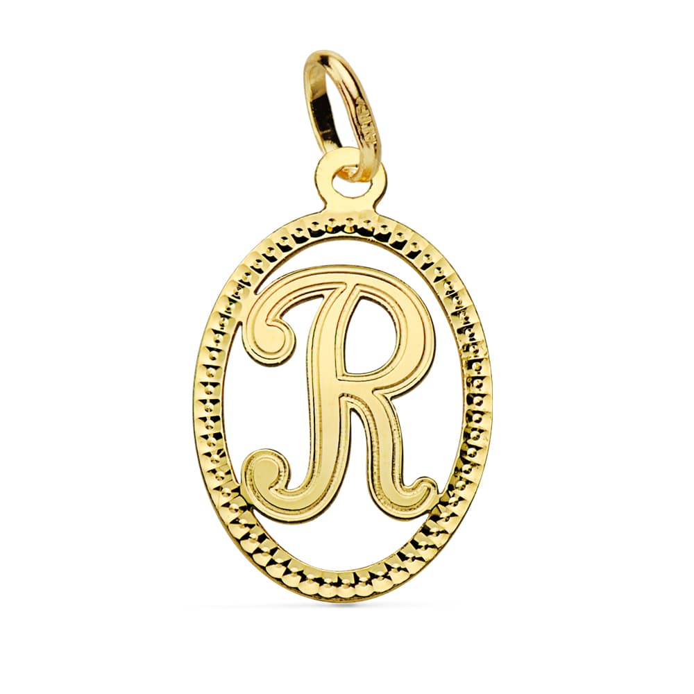Colgante Inicial Letra R 21 x 14 mm de oro amarillo 18K