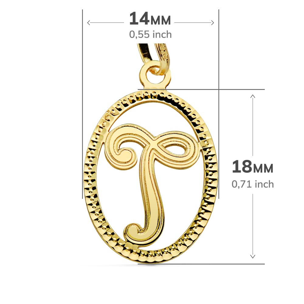 18K COLGANTE ORO AMARILLO INICIAL LETRA T 21X14 MM