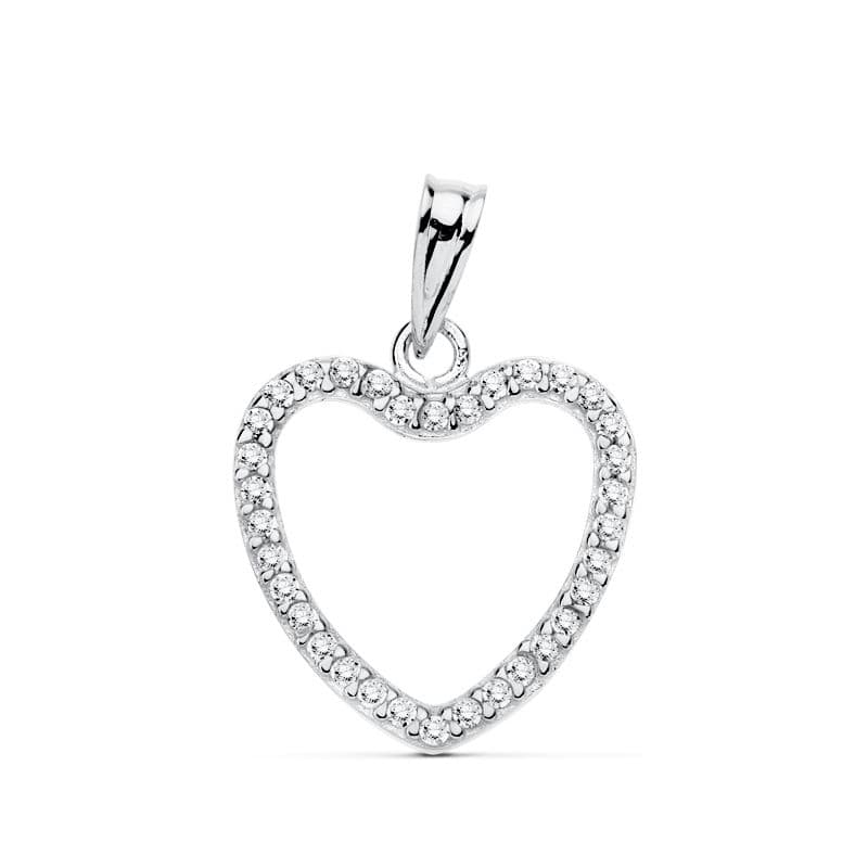 18K COLGANTE CORAZON ORO BLANCO CIRCONITA 16X16 MM