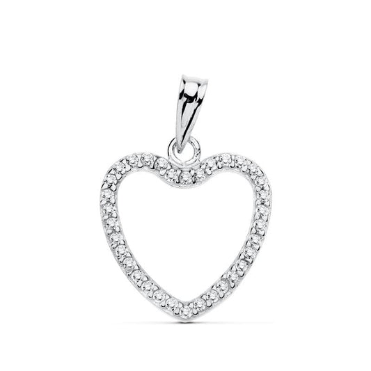 18K COLGANTE CORAZON ORO BLANCO CIRCONITA 16X16 MM