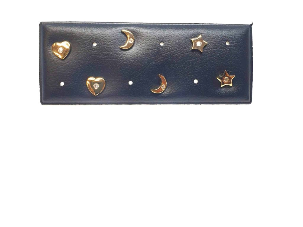 Pendientes corazón, luna y estrellas oro de plata de ley