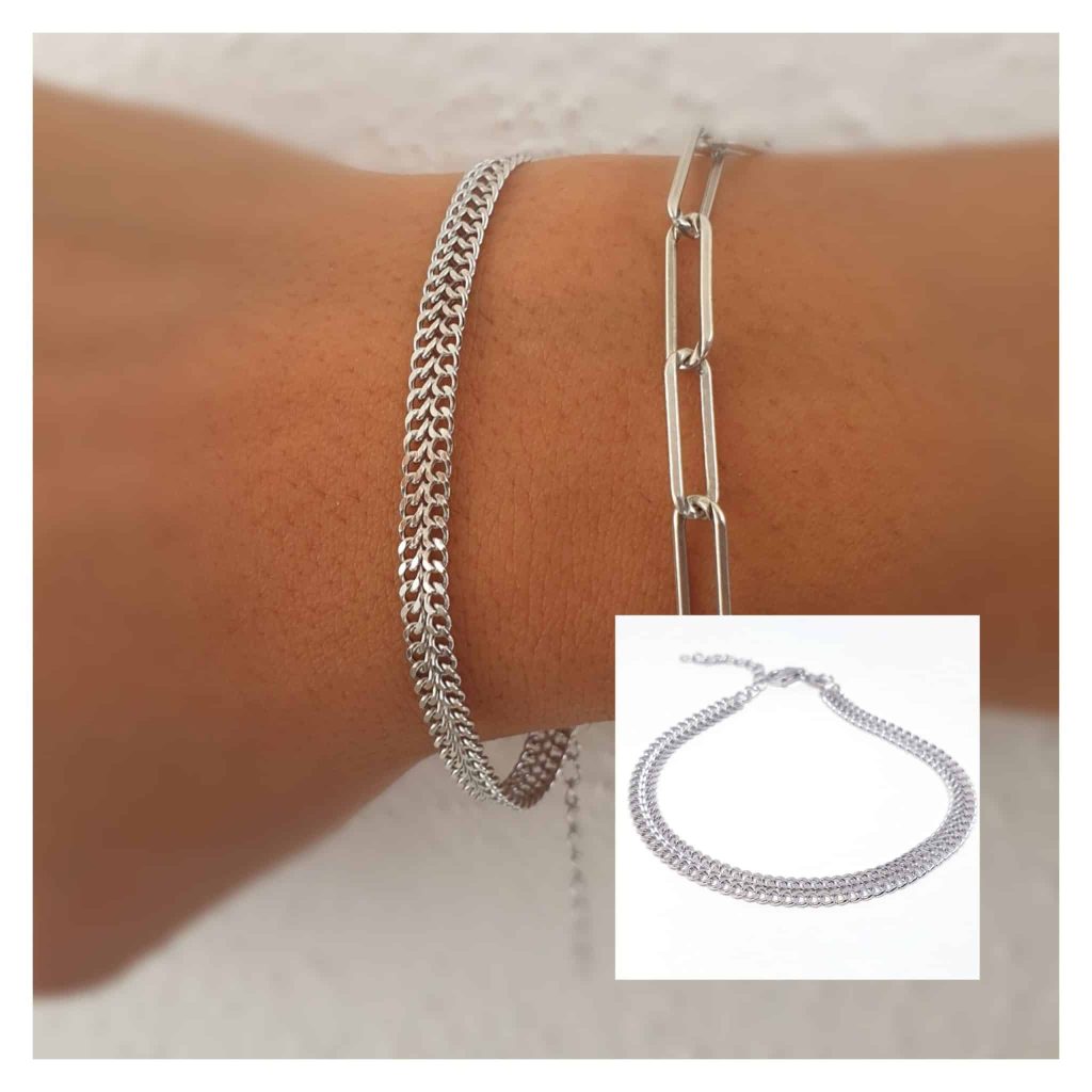 Pulsera malla plata