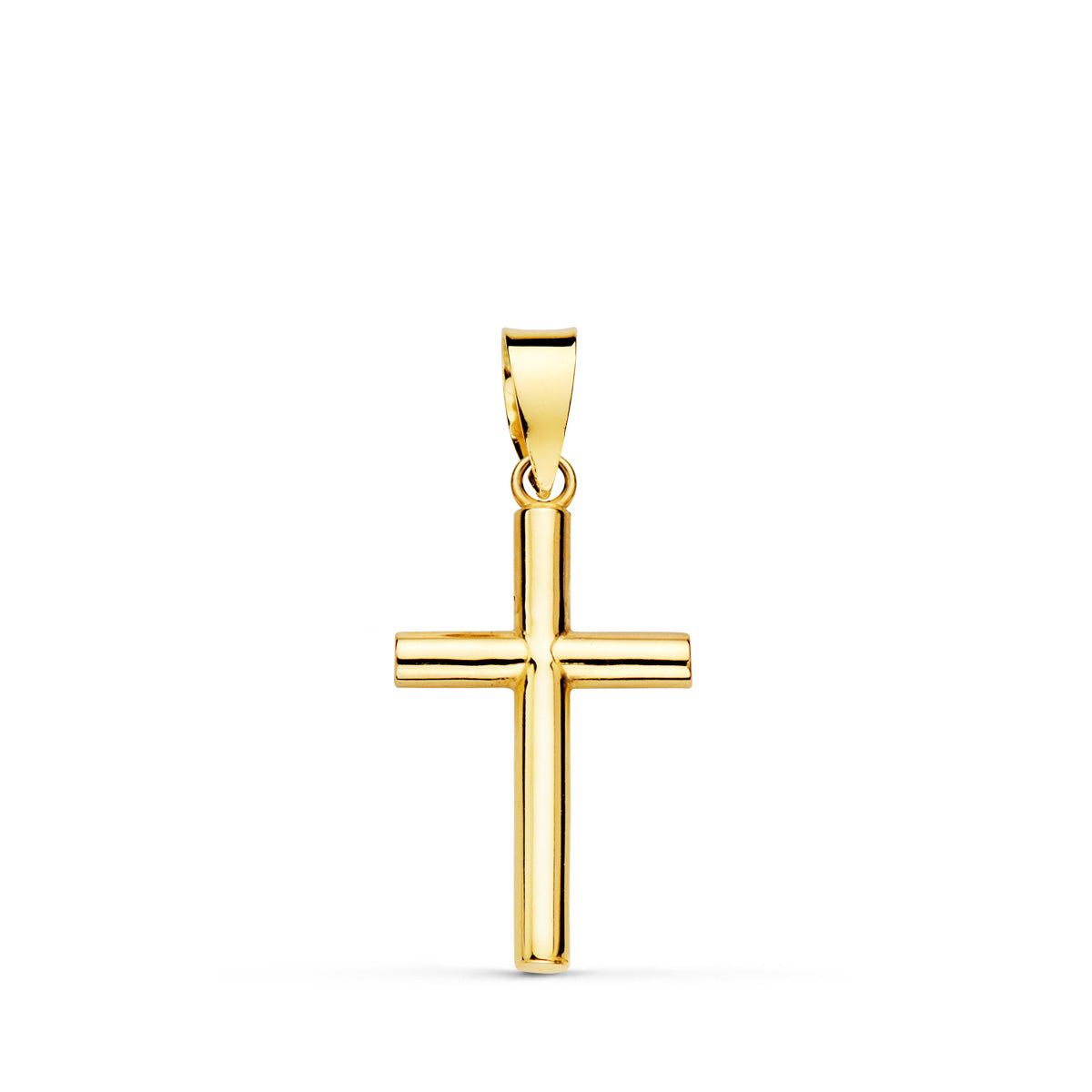 18K CRUZ ORO AMARILLO LISA TUBO HUECO 2.5 MM 16X11 MM