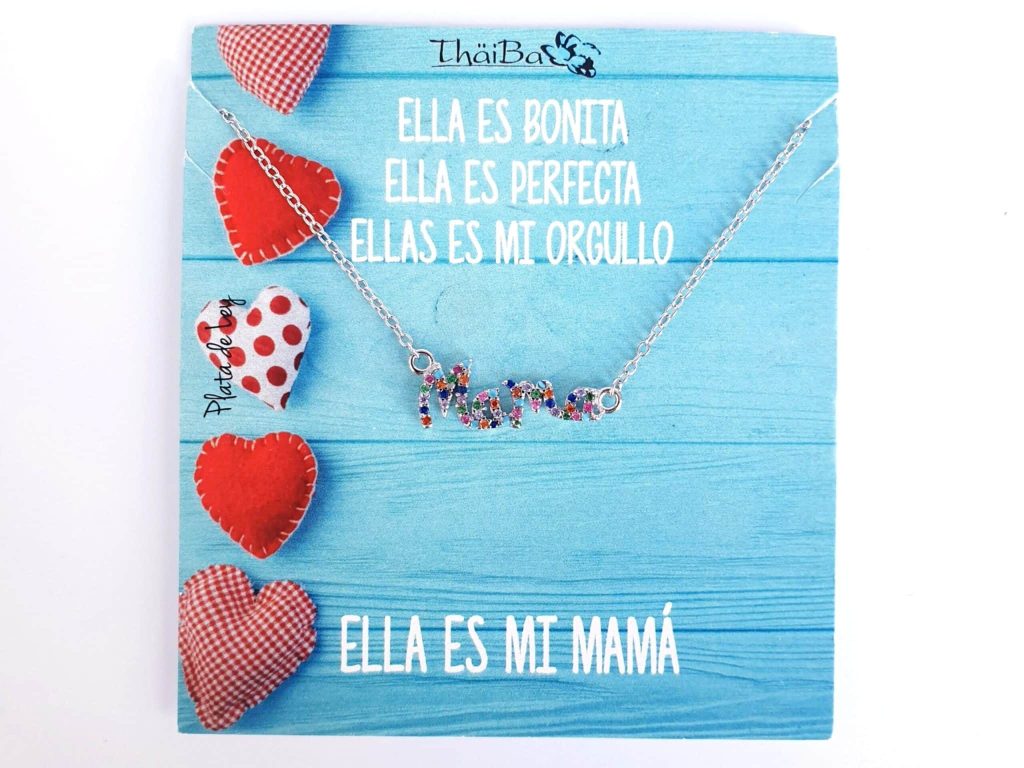 Collar mamà multicolor de plata de ley