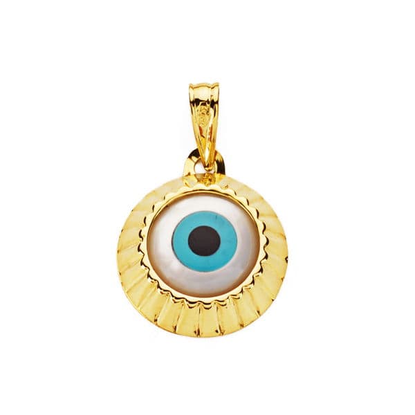 18K COLGANTE ORO AMARILLO AMULETO OJO TURCO 14 MM