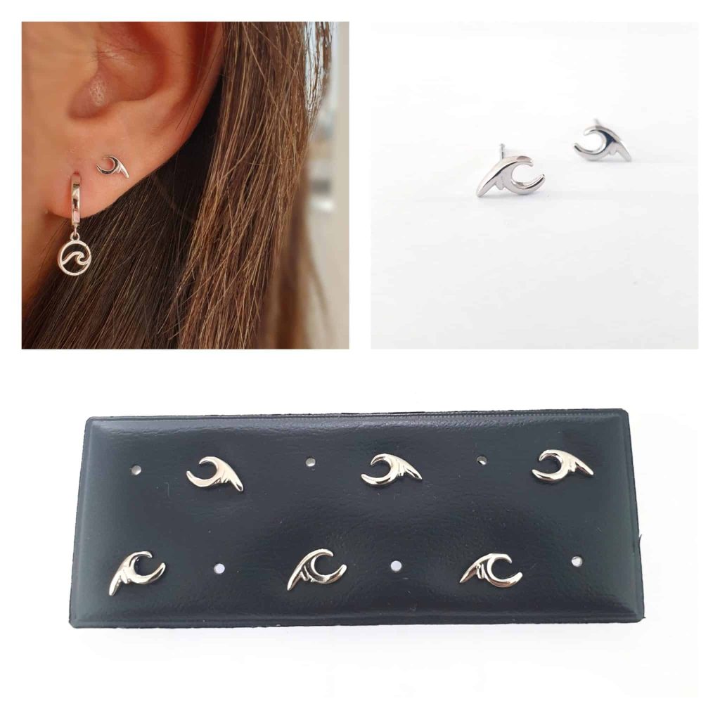 Pendientes olas de plata de ley