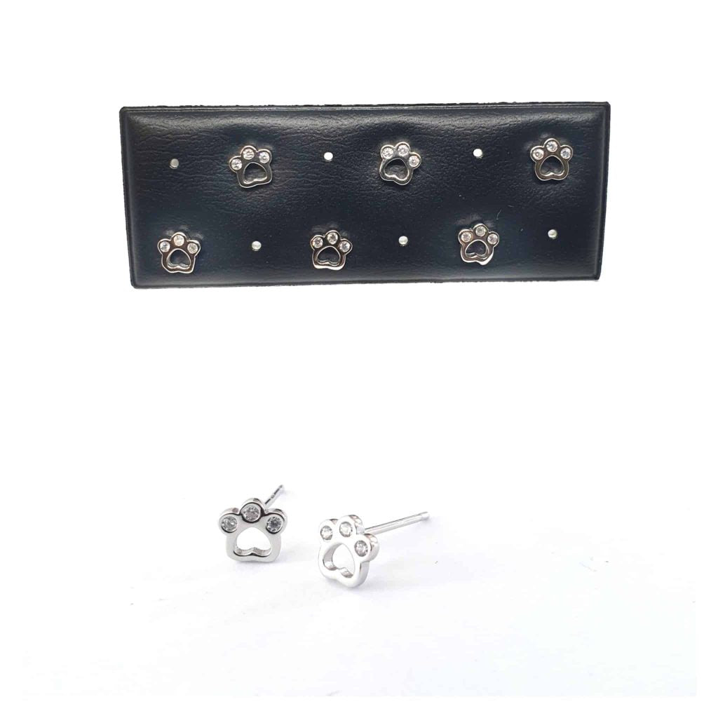 Pendientes huella mascota de plata de ley