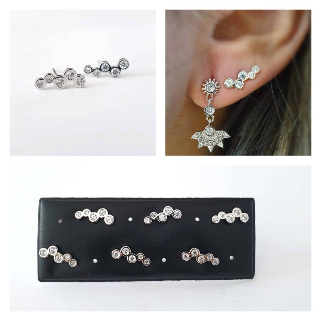 Pendientes burbujas blancas de plata de ley