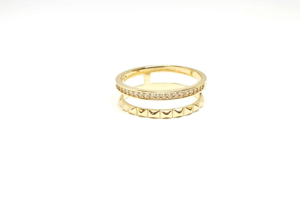 Anillo doble rock glam oro de 14 quilates