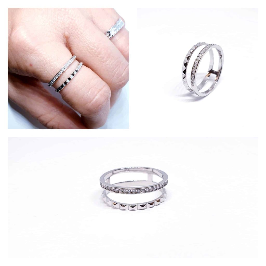 Anillo doble rock glam de plata de ley