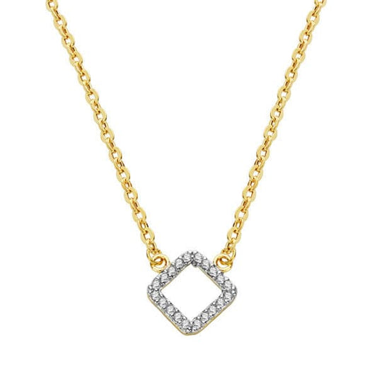 18K COLGANTE ORO BICOLOR ROMBO CON CADENA 45CM