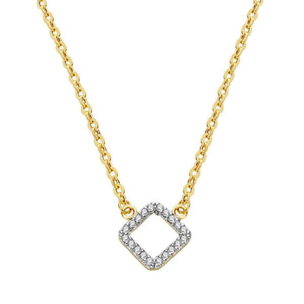 Colgante Bicolor Rombo con Cadena 45 cm 18K