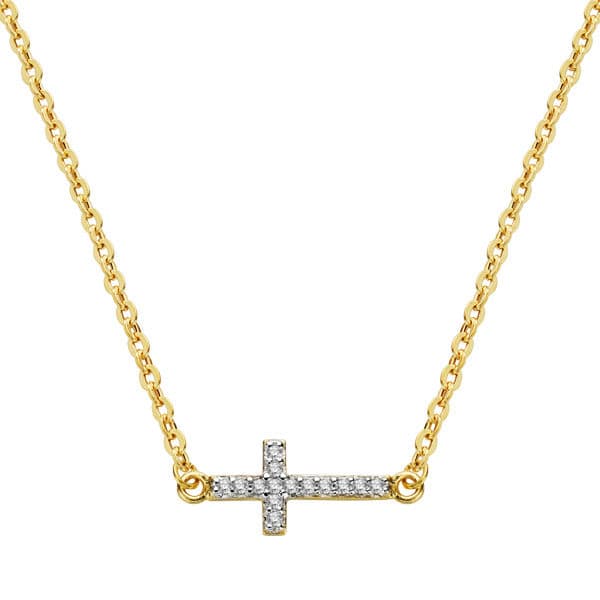 18K COLGANTE ORO BICOLOR CRUZ CON CADENA 45CM