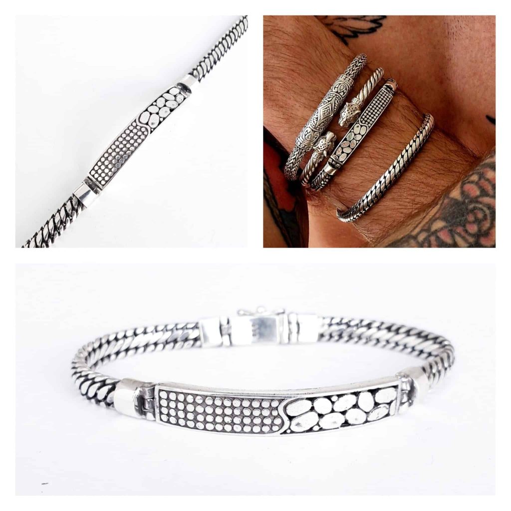 Pulsera hombre Poseidón 19cm de plata de ley