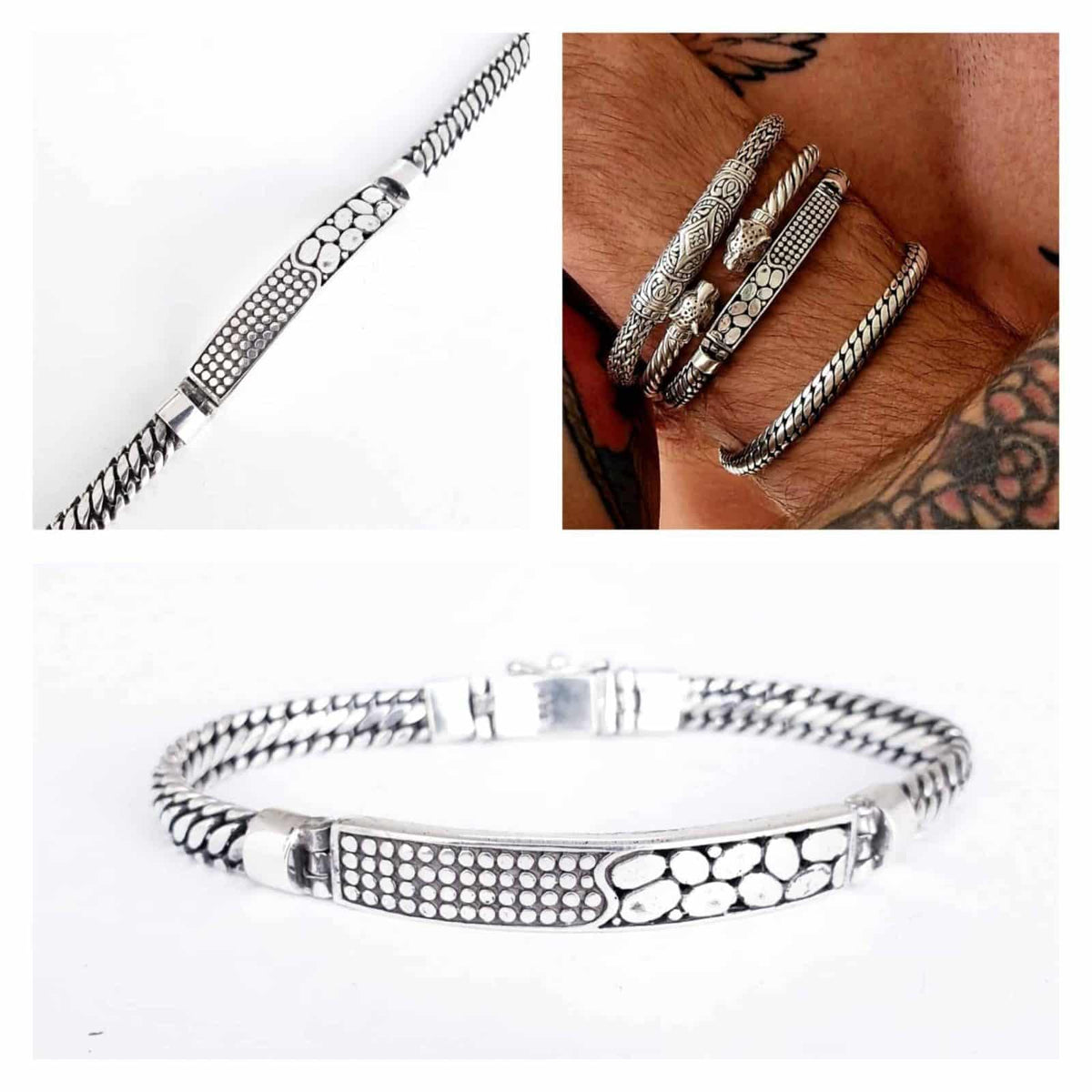 Pulsera hombre Poseidón 20cm de plata de ley - vista adicional