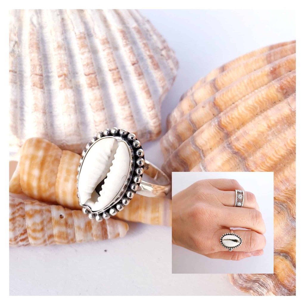 Anillo concha Bali de plata de ley