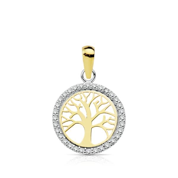 18K COLGANTE ORO BICOLOR ARBOL DE LA VIDA 13 MM