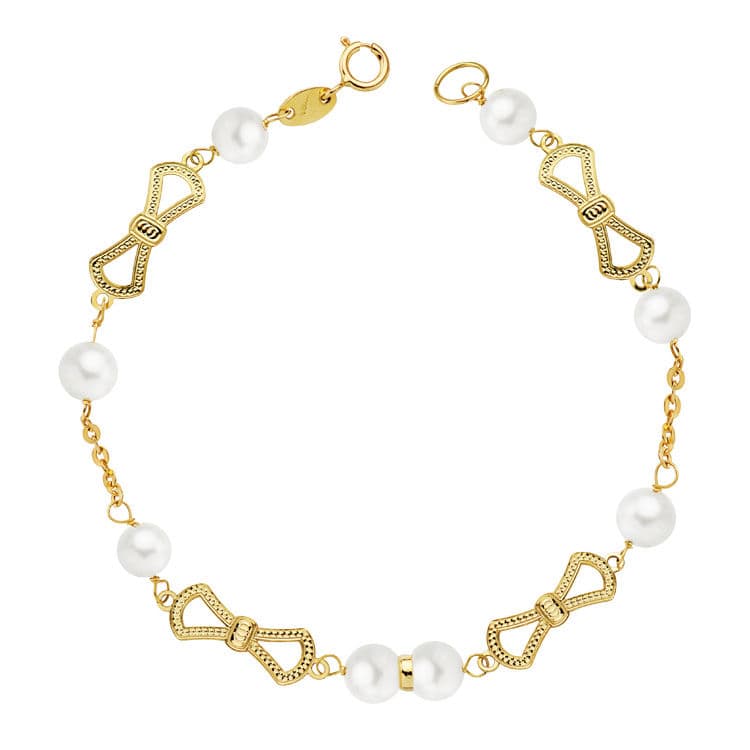 Pulsera Comunion Perla 5,5 mm 17,50 cm de oro amarillo 18K