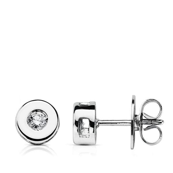 Pendientes Diamantes Laboratorio Talla Brillante 0,130 Qts. Vs2-g. Medida: 6 mm. de oro blanco 18K