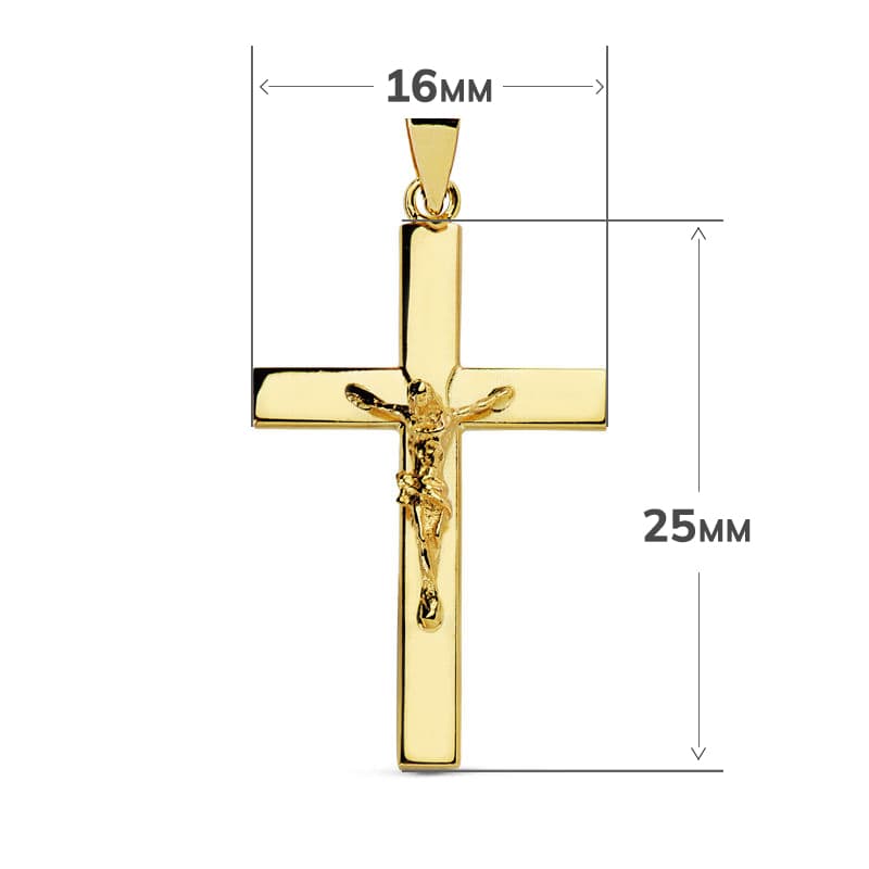18K CRUZ ORO AMARILLO CON CRISTO 25X16X3 MM