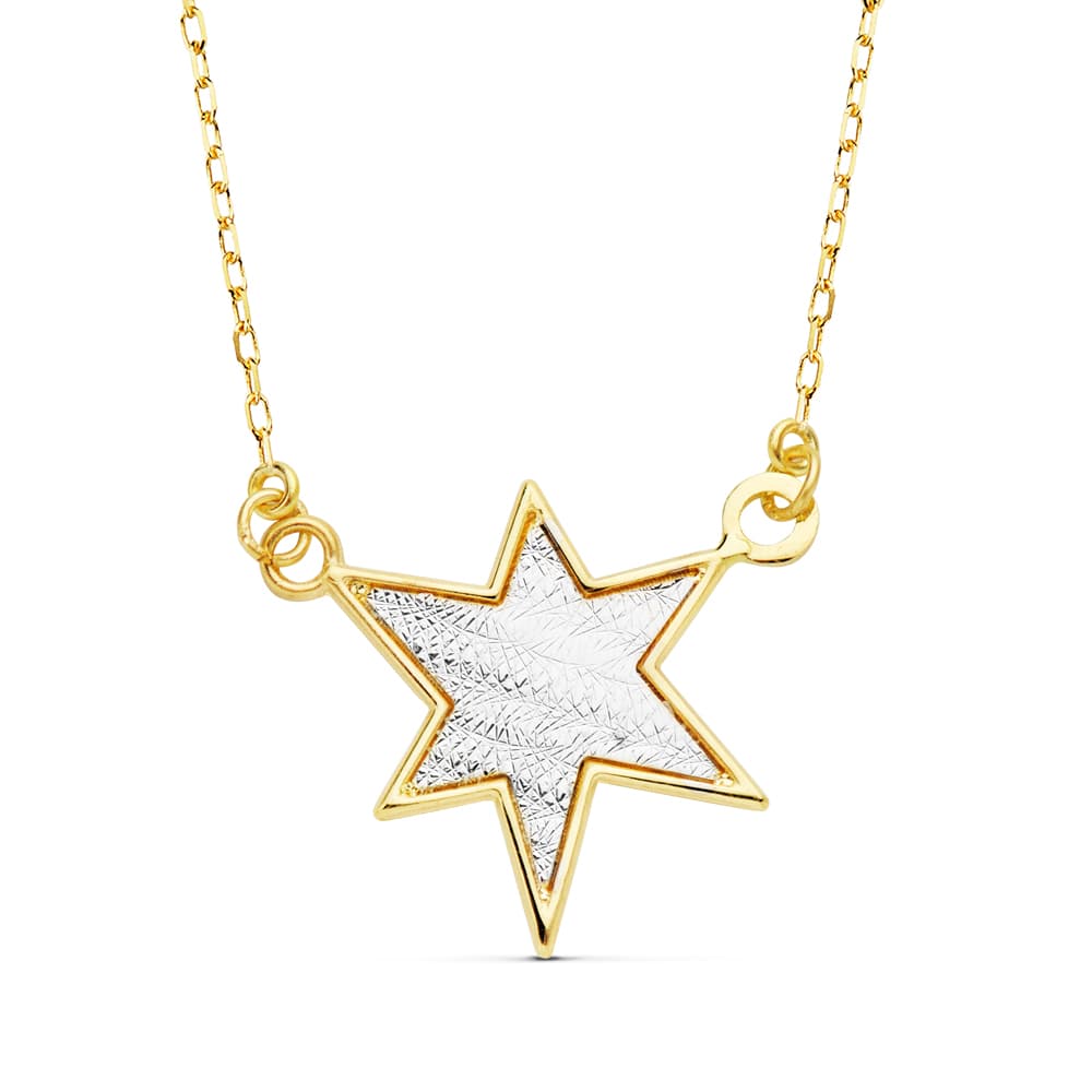 18K GARGANTILLA BICOLOR ESTRELLA 16 MM