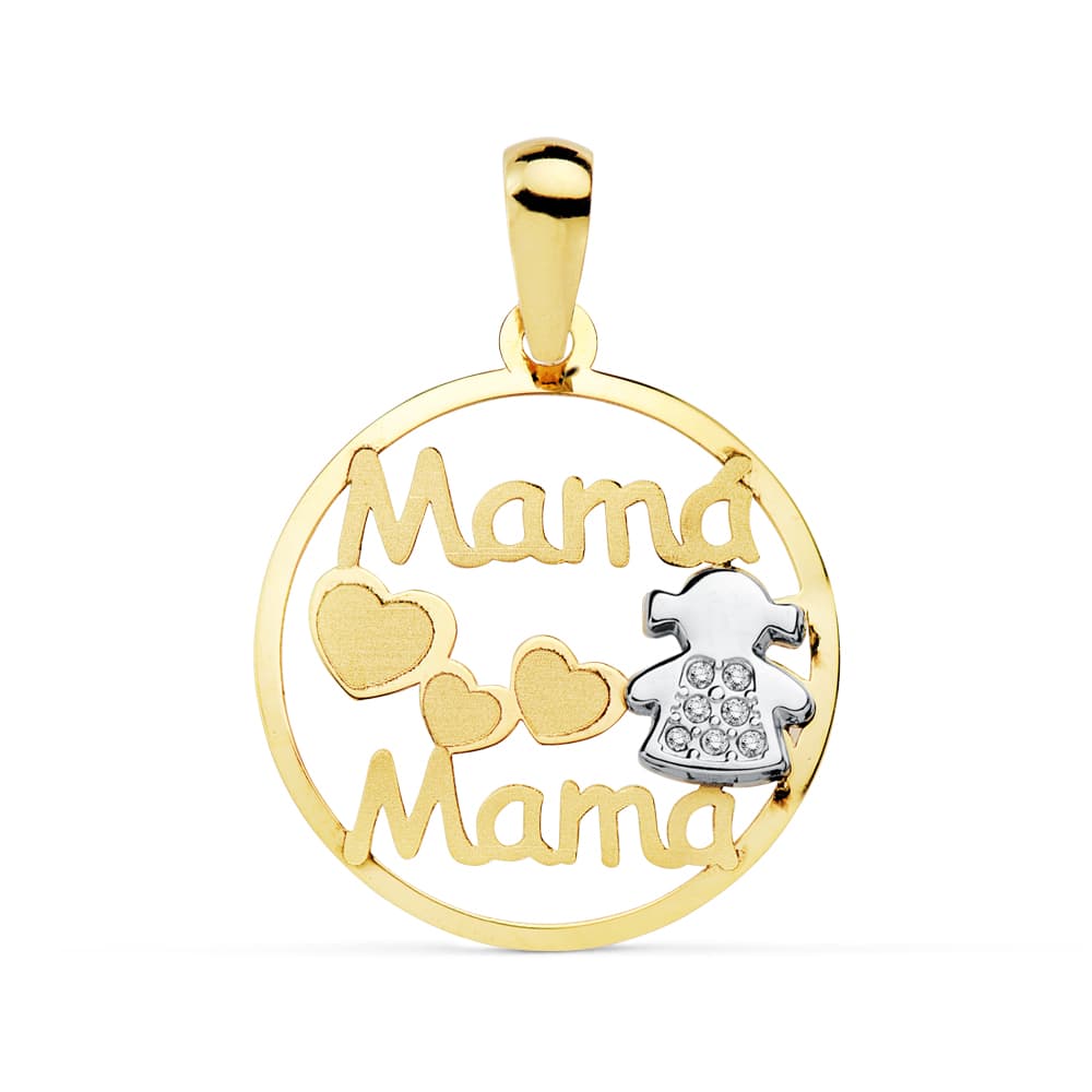 18K COLGANTE MAMA BICOLOR NIÑA 18 MM
