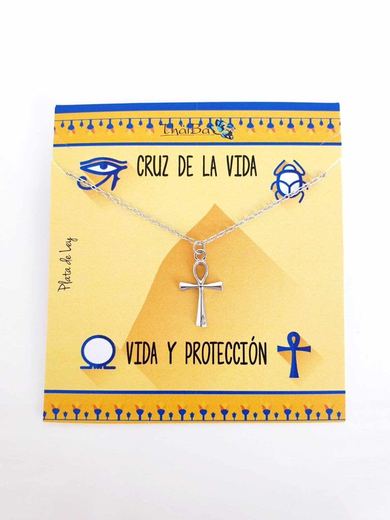 Collar cruz de la vida de plata de ley