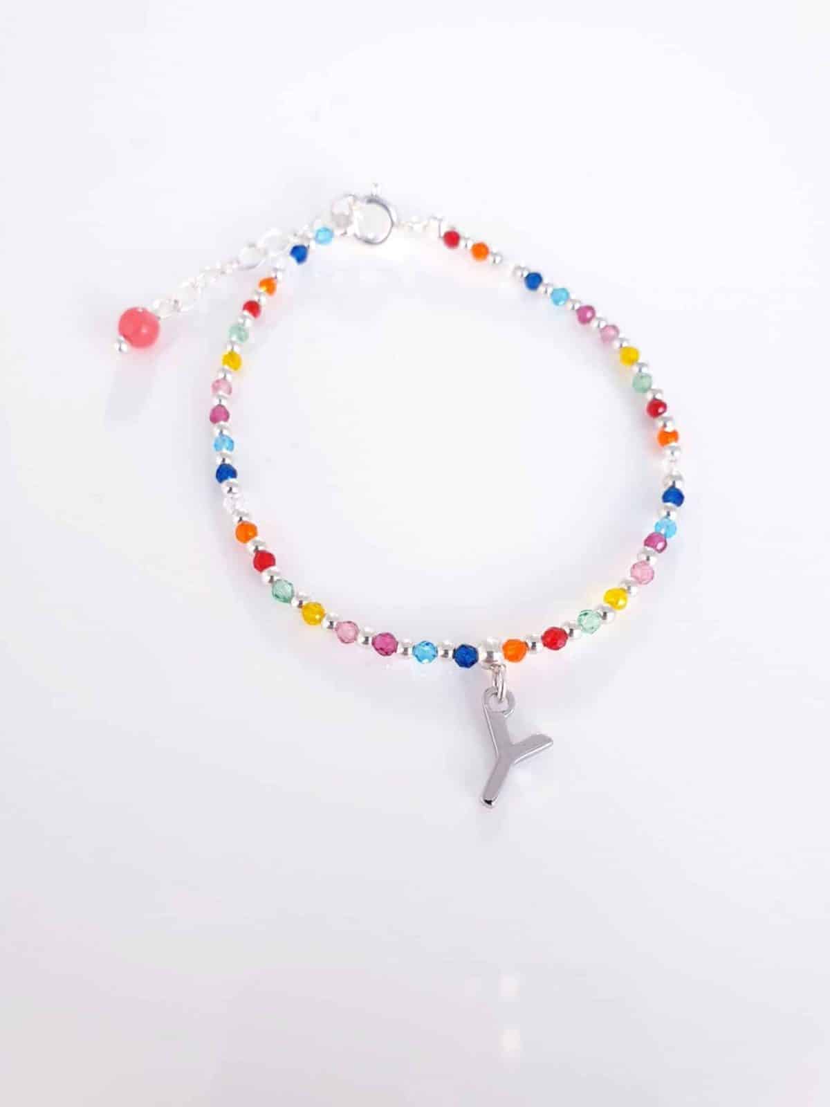 Pulsera inicial piedras » y « de plata de ley - vista adicional