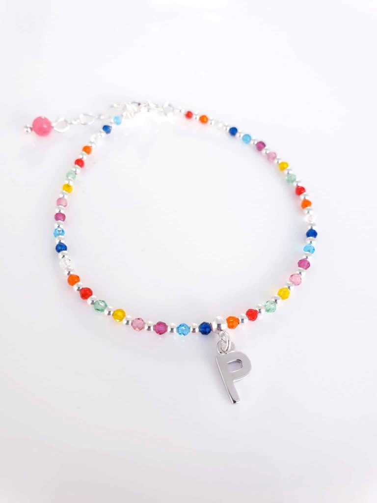 Pulsera piedras inicial » p « de plata de ley