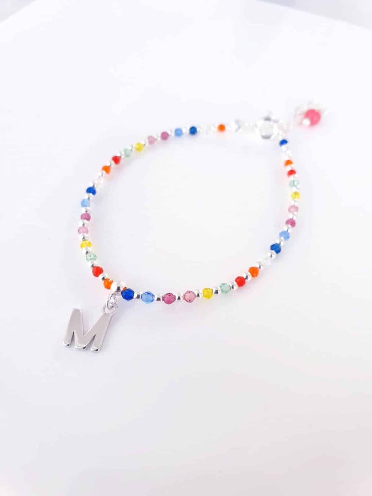 Pulsera piedras inicial » m « de plata de ley - vista adicional