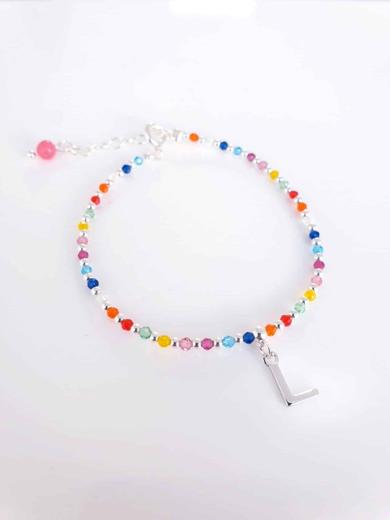 Pulsera piedras inicial » L « de plata de ley