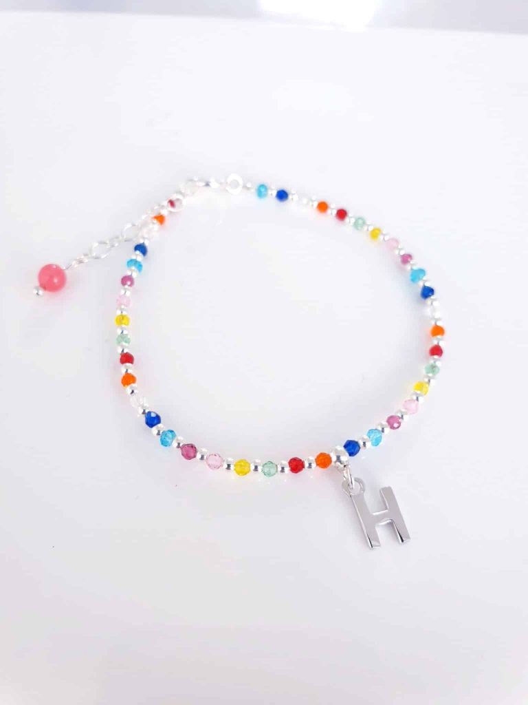 Pulsera piedras inicial » h « de plata de ley