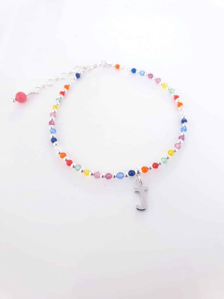 Pulsera piedras inicial » j « de plata de ley