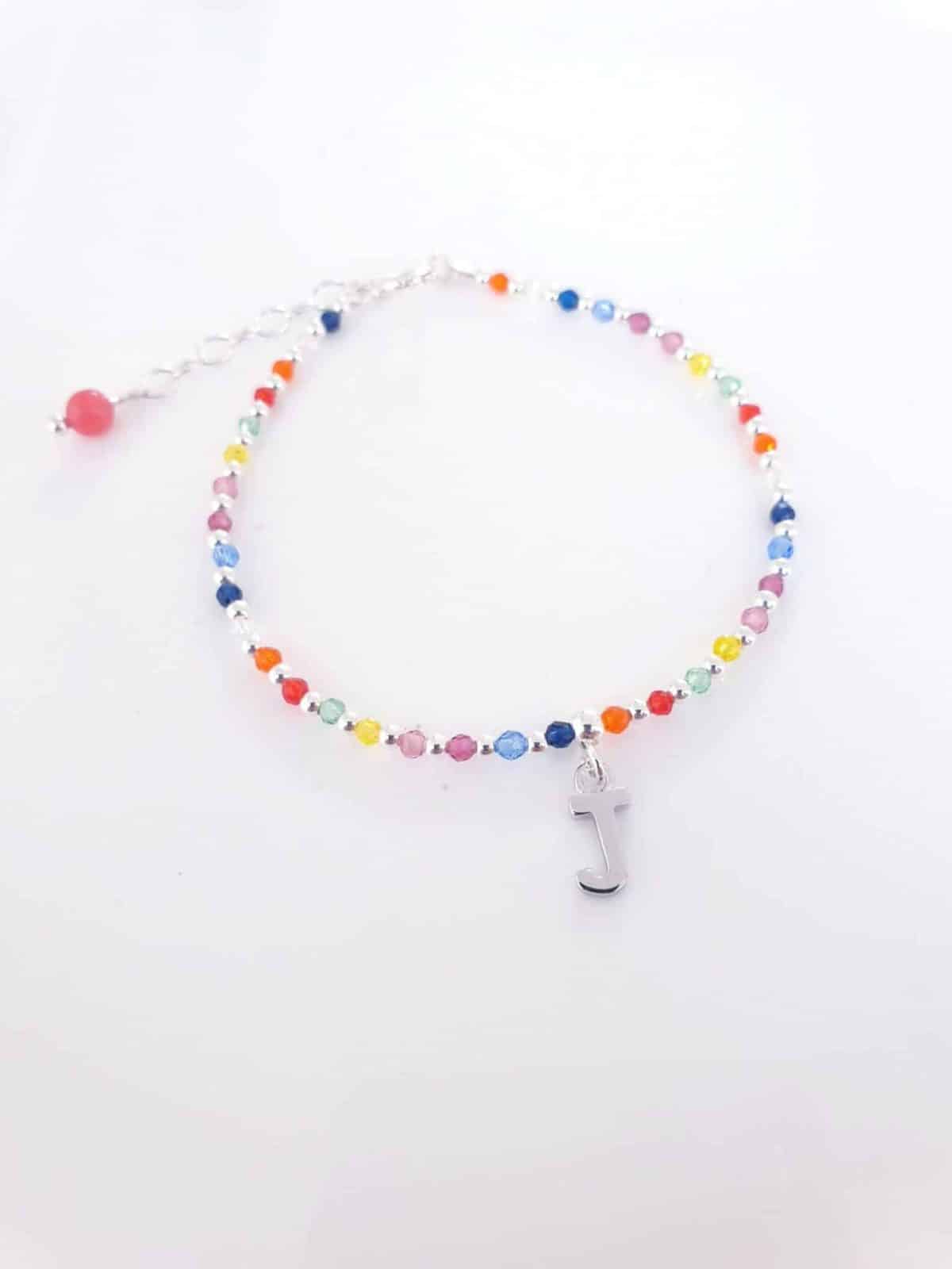 Pulsera piedras inicial » j « de plata de ley - vista adicional